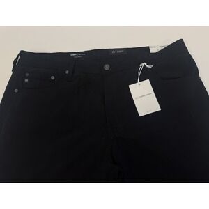 NWT AG ADRIANO GOLDSCHMIED Everett Slim Straight Sueded Sateen Jeans Black 38x34